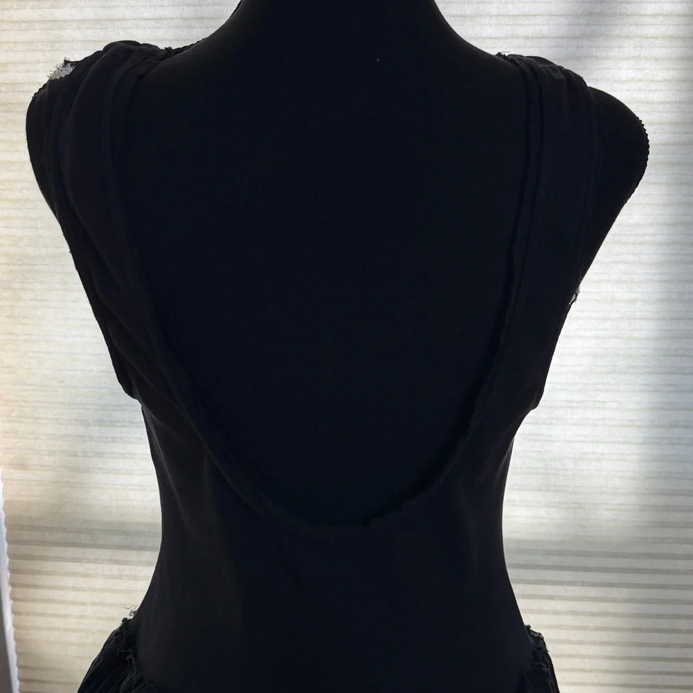 Free People Black Sleeveless Mini Dress with Tiered Skirt